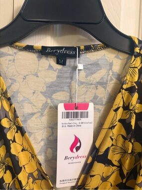 Berydress Yellow Floral V-Neck Dress